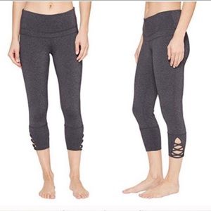 Prana Gray Deco Crop Leggings Criss Cross Ankle